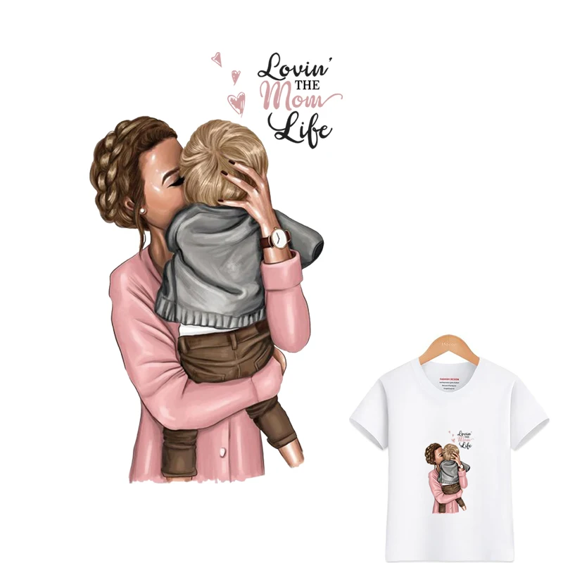 Термопереводные наклейки для мамы и мальчика модные термопереводные патчи