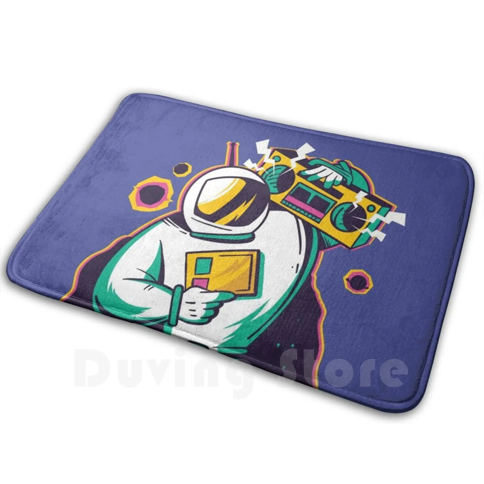 Astronaut Boombox Soft Non-Slip Mat Rug Carpet Cushion Music Astronaut Space Album Stars Band Blue Brand New Cosmos Cute
