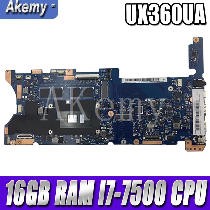 Verkauf Akemy Top Konfiguration Laptop Motherboard Für For Asus Q324UAK Q324UA Q324U UX360UA Mainboard 60NB0C00-MB8000 16GB RAM I7-7500 CPU