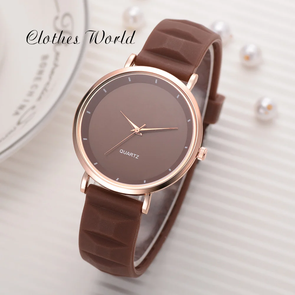 Модные женские повседневные кварцевые часы для отдыха с силиконовым ремешком