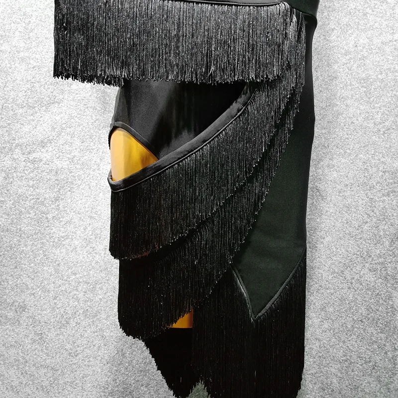 Платье для латиноамериканских танцев черное сексуальное боди на бретельках