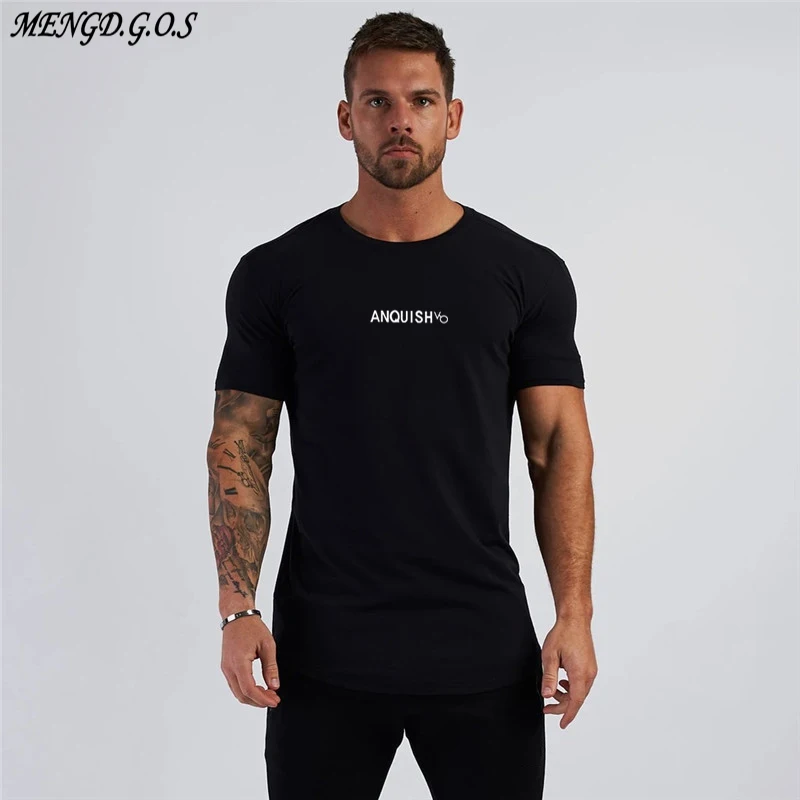 

Jogger Summer Streetwear Men's T-shirt Casual Tops Conqueror Fitness Cotton Sportswear Fashion Short Sleeve Round Neck T-shirt