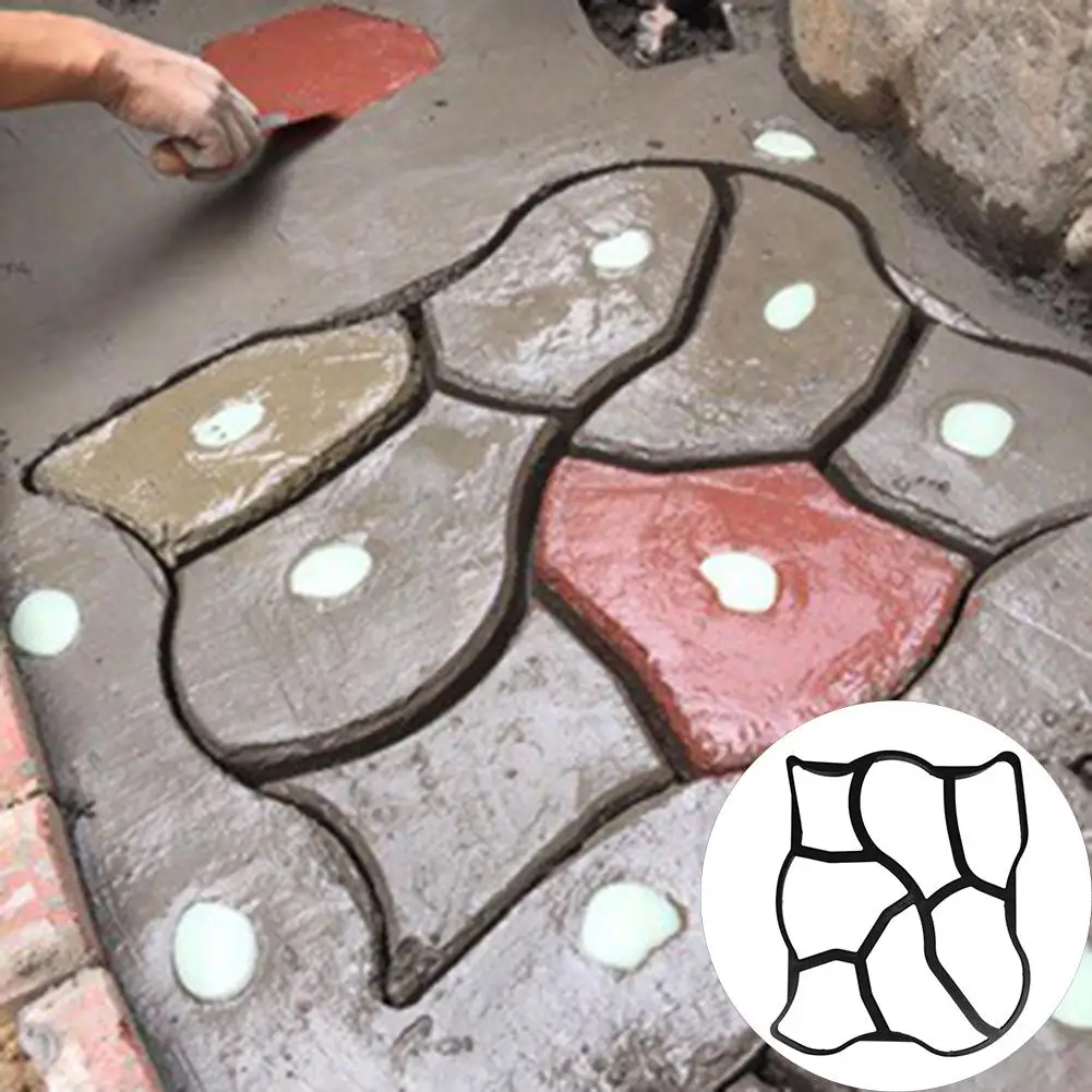 

60cmx50cm Irregular Pavement Mold DIY Paving Cement Brick Concrete Path DIY Maker