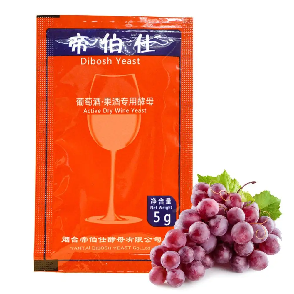 

Wine Yeast Home Brewing Saccharomyces Cerevisiae Wine Yeast 5g For 25 KG Grape Alcohol Active Dry Yeast Liquor Maker
