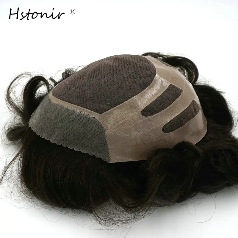 Hstonir моно Пьеса Топ волос с NPU наиболее прочный тупею индийский Волосы Remy удобные кусок волос H033