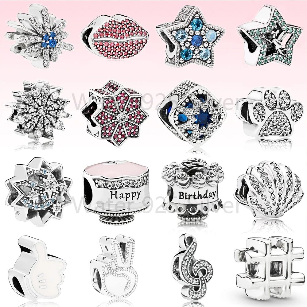 

2021 Popular 925 Silver Dazzling Fireworks Happy Birthday Cake Charm Kiss Bead Fit DIY Bracelet Original Jewelry Free Delivery