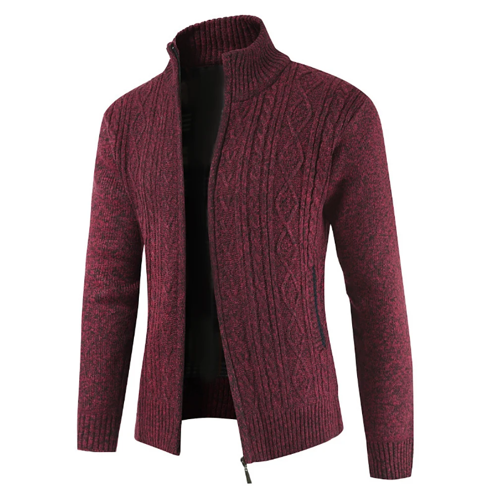 

Autumn Winter Cardigan Men Solid Color Knitted Coat High Neck Zipper Jacket Men Clothing Cardigan Sweater Coat