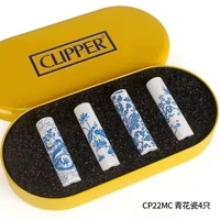 clipper blue and white porcelain grinding wheel gas lighter metal butane flame lighter creative pattern collection gifts mens g
