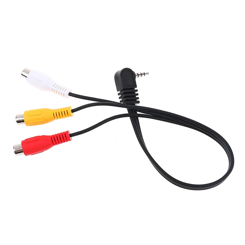 

Audio Converter Video AV Cable Wire Cord High Speed 90degree 3.5 mm Male Jack To 3 RCA Female Plug Adapter