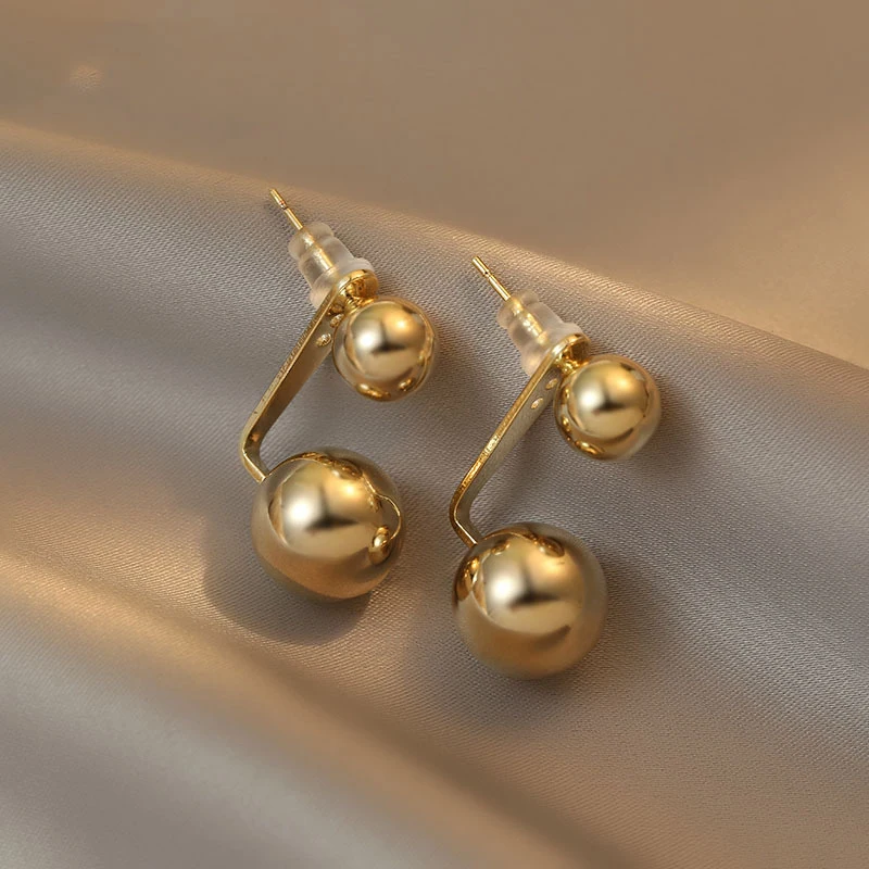 

VENTFILLE Silver Gold Color Ball Drop Earrings for Woman Temperament Party Jewelry Bithday Gifts Dropship Special Deal