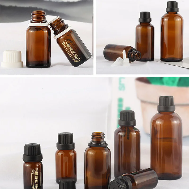

6pcs 5ml/10ml/15ml/20ml/30ml Amber Brown Glass Euro Dropper Bottles Essential Oil Liquid Aromatherapy Pipette Vials Containers