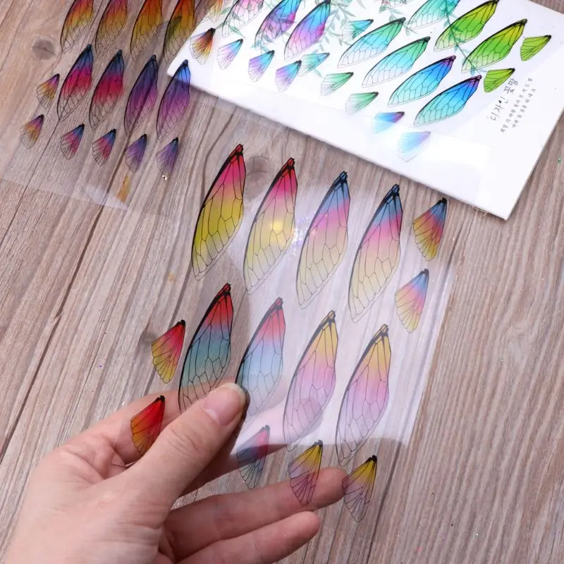 Ручной работы Фея имитация стрекозы Cicada крылья материал Кулон Серьги Насекомые