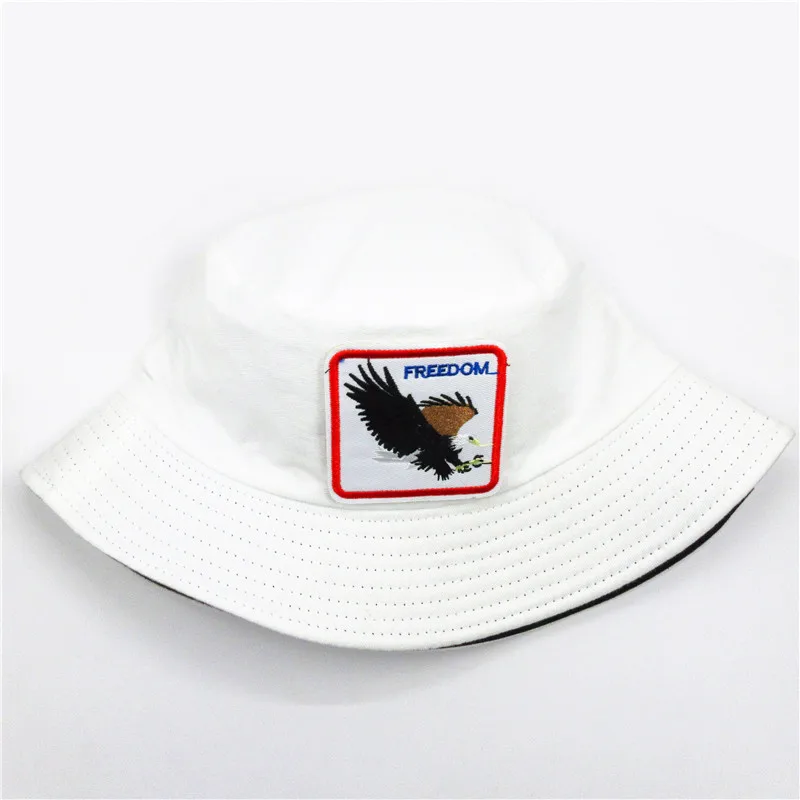 

Animal embroidery cotton Bucket Hat Fisherman Hat outdoor travel hat Sun Cap Hats for kid men Women