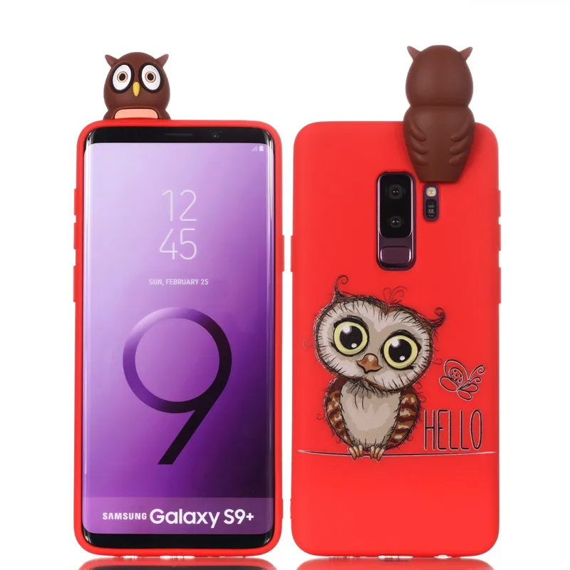 Мягкий ТПУ чехол с объемным рисунком единорога панды совы кота для Samsung S8 S9 S10 Plus