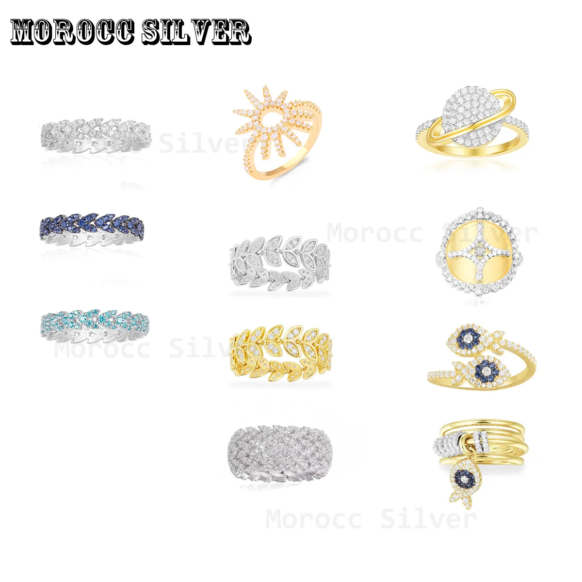 

S925 Sterling Silver Jewelry 1:1 Copy, Exquisite High-Quality Fritillaria Shape, Crystal Inlaid Palm Leaf Female Ring