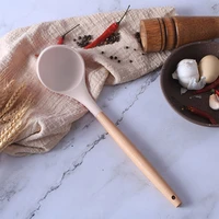 kitchen accessories wooden handle soup spoons light green silicone long handle ladle tableware cooking rice spoon kitchenware