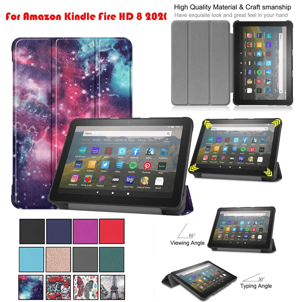 

Кожаный чехол для планшета для нового Kindle Fire HD 8 / HD8 Plus 10th Gen 2020, защитный чехол, оболочка, защитный чехол