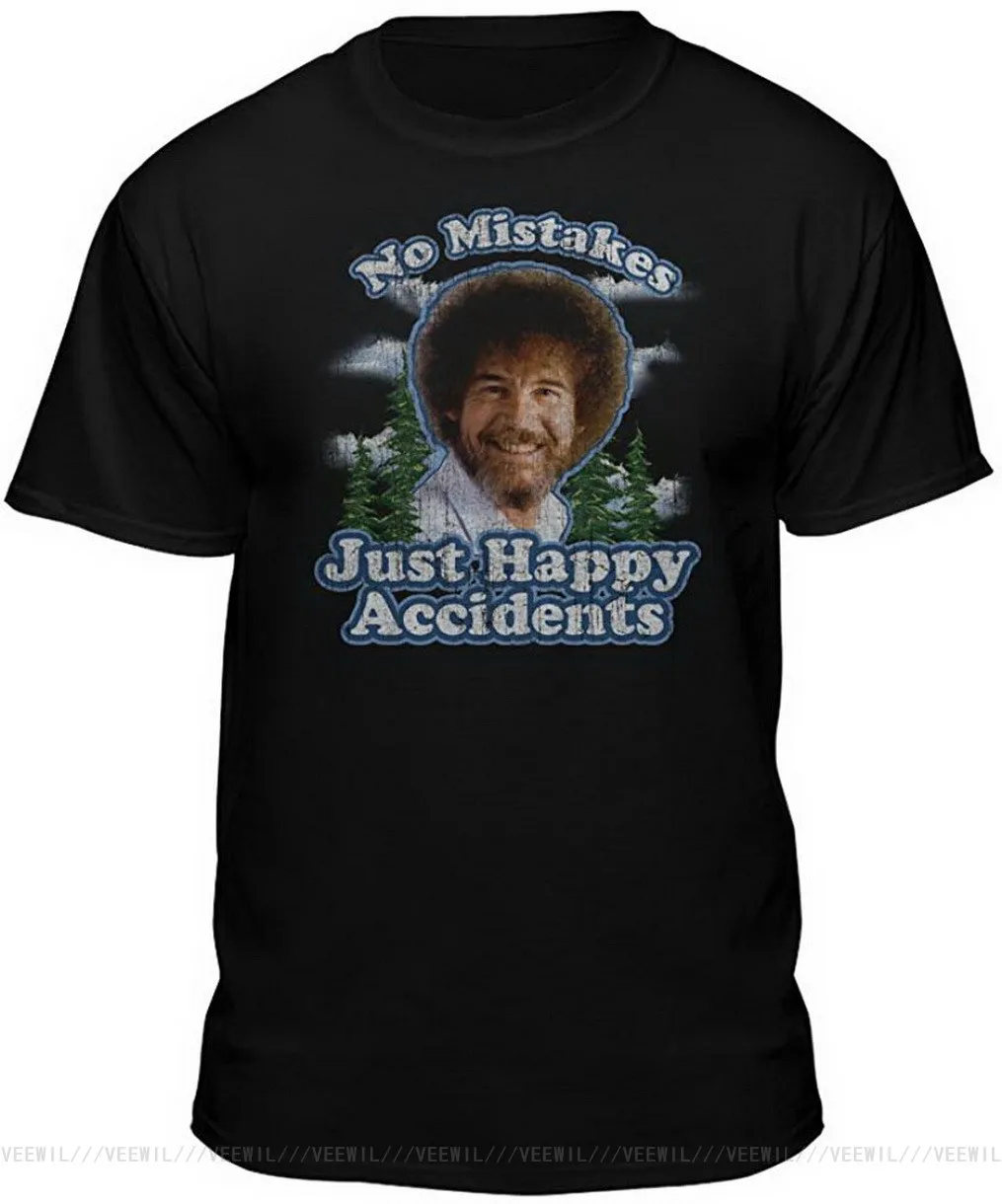 

Футболка с надписью «Bob Ross» («нет ошибок»), топы в стиле Харадзюку, модная Классическая футболка