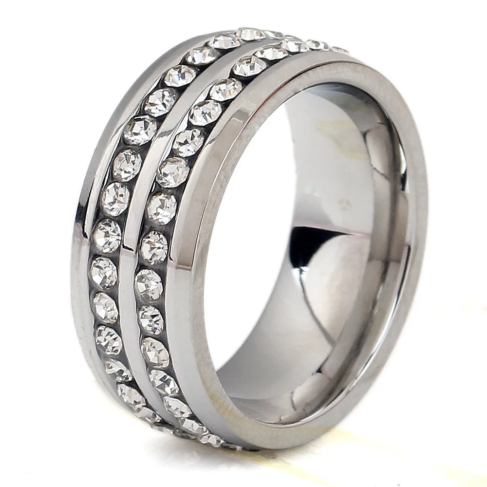 

Fashion Simple Ladies Ring Geometric Monochrome Diamond-studded Titanium Steel Stainless Steel Men's Ring Factory Direct Sales