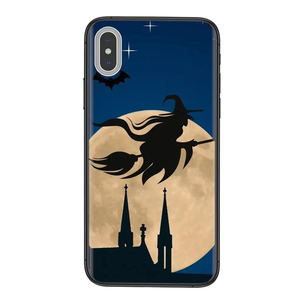 Черная Водонепроницаемая 3D картина полцены Хэллоуин ведьма летающая метла луна