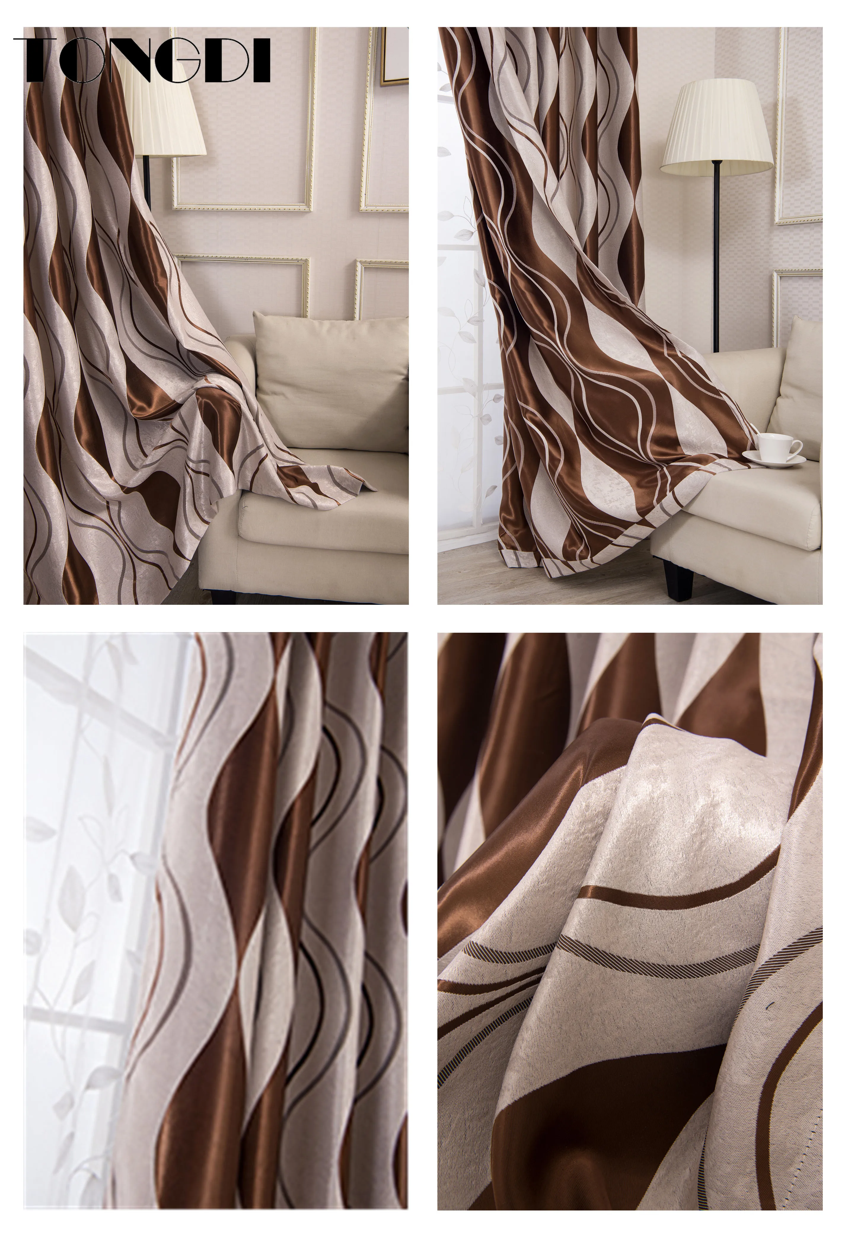 Плотные Занавески TONGDI современные волнистые полосатые утолщенные элегантные