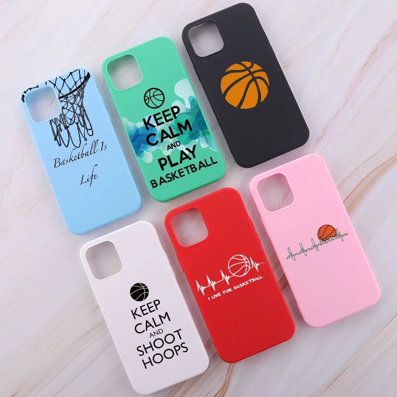 

Colorful Cartoons Cool Basketball Soft TPU Phone Cover For iPhone 13 12 Pro Max Mini XS XR X 7 8P Shockproof Candy Case Funda