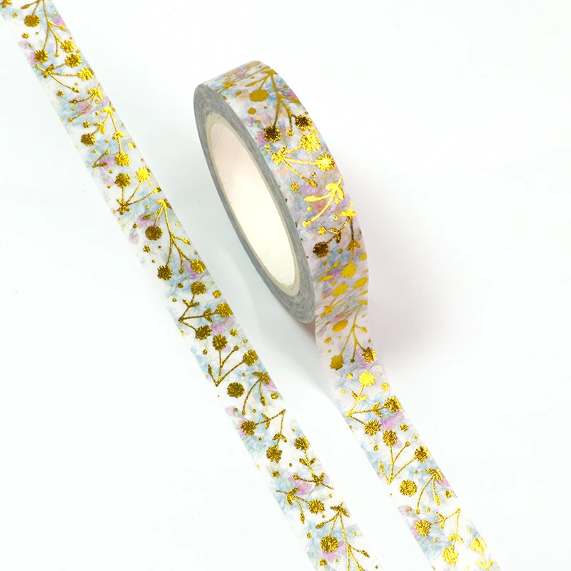 

1PC 10MM*10M Foil Spring Gold Flowers Leaves Decorative Washi Tape DIY Scrapbooking Masking Tape School Office Supply