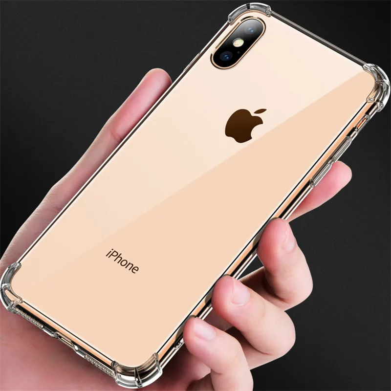 Ударопрочный прозрачный силиконовый чехол для iPhone 11 Pro X XS Max XR Прозрачная