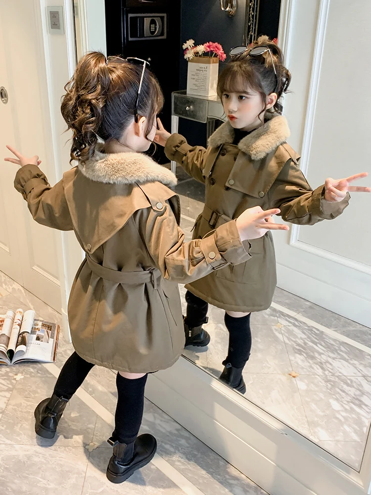 Флисовые парки для девочек сезон осень-зима 2021 плотная теплая верхняя одежда с