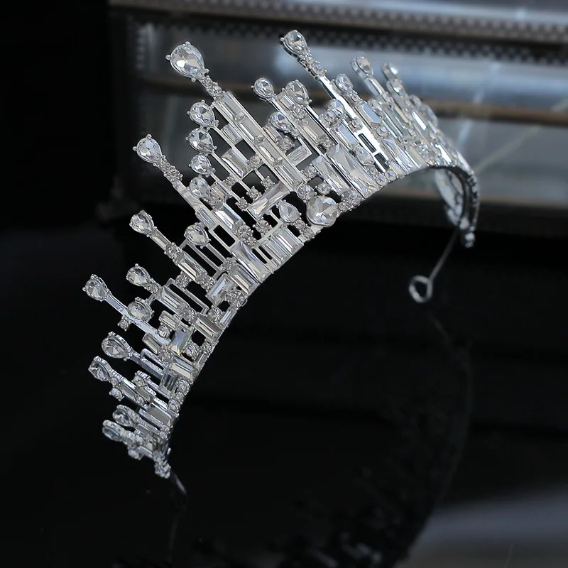 

Geometric Exquisite Crown specvial squre crystal Bridal Wedding Tiara hair jewelry