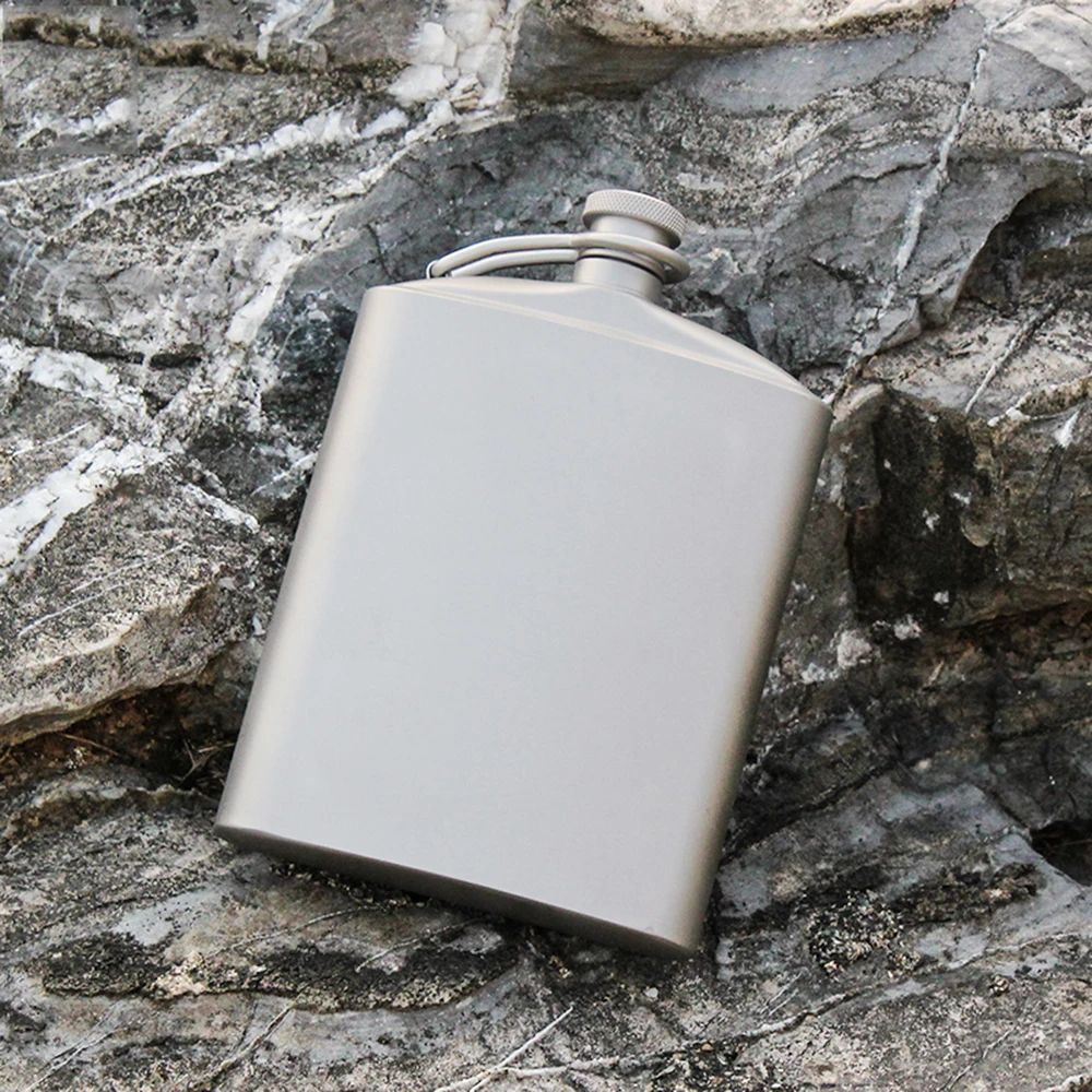 260 мл Титан плоская фляжка Карманный флакон Открытый Кемпинг Пикник алкоголя