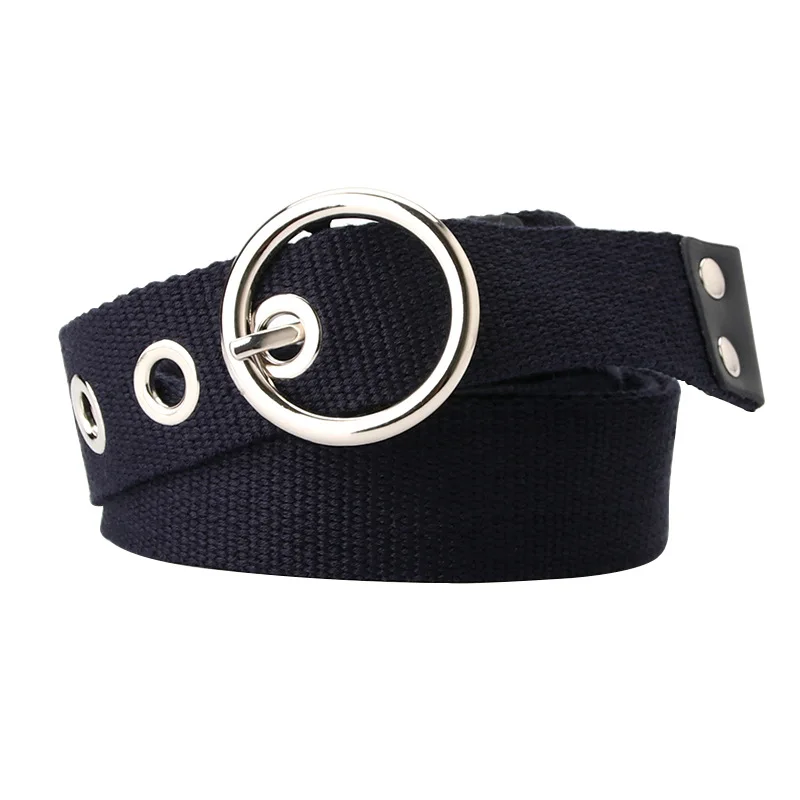 

Fashion Single Grommet Hole Jeans Waistband Rivet Eyelets Wide Canvas Belt Female Male Waist Strap Belts for Women Men Jeans Hot