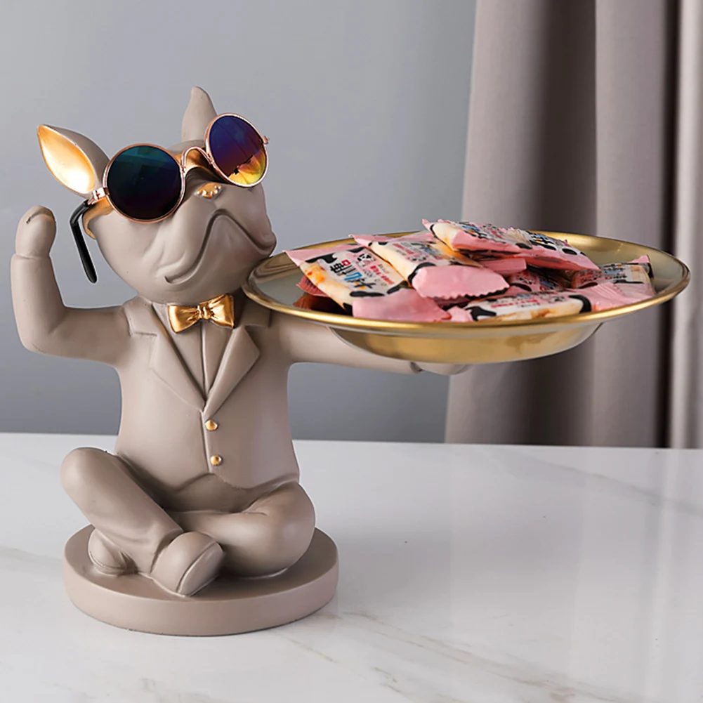 

Скандинавская скульптура французского бульдога, Современная Статуэтка собаки из смолы, держатель для ключей, поднос для стола, настольный ...