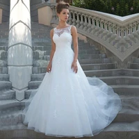 boho wedding dresses ball gown scoop tulle appliques lace dubai arabic wedding gown bridal dress vestido de noiva