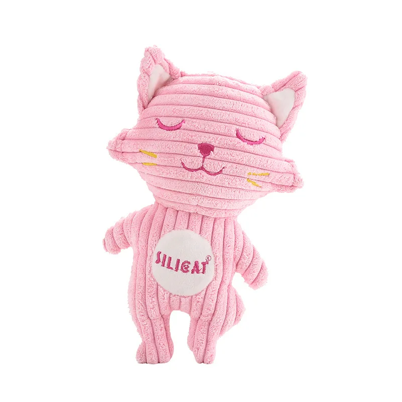 Розовый кот Милый плюшевый Кот игрушки пищащие жевательная игрушка для щенков