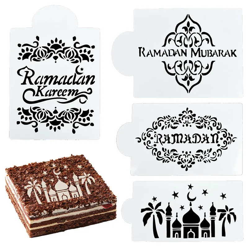 

Ramadan Kareem Spray Stencils Cake Mold Decorating Coffee Printing Template Spray Stencil Set Eid Mubarak Muslim Party Supplies