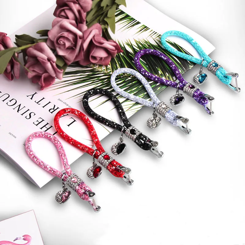 Car Keychain Cute Cartoon Crystal Diamond Zinc Alloy Key Ring Auto Interior Accessories | Rings