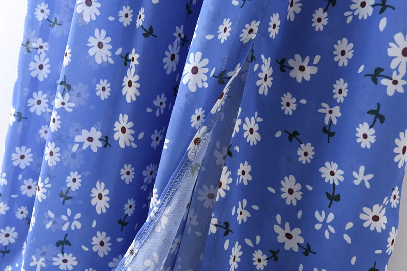 

The New Digital Sunflower Print Collared A Fork Dress Under The Waist Korean Gothic Vestidos Evening Dresses