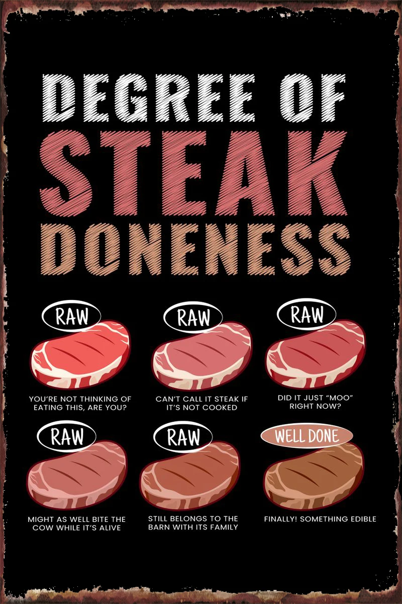 

Металлическая жестяная вывеска для стейка, декор для стен в стиле ретро, винтажное украшение для комнаты, кафе, паба, дома, клуба