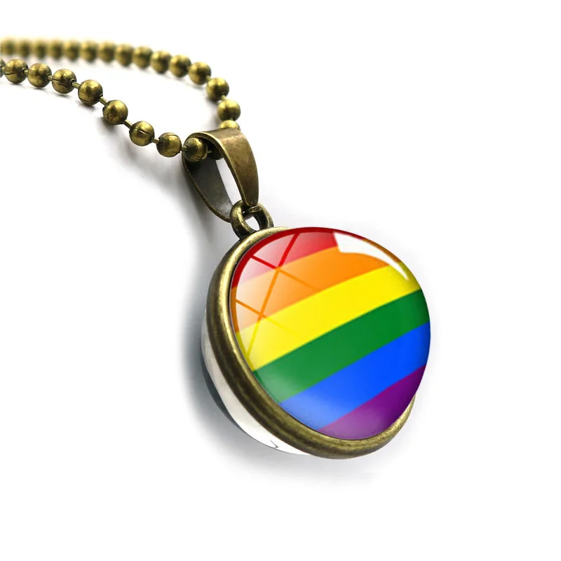 Ожерелье-Кабошон из радужного стекла для геев двухстороннее ожерелье с