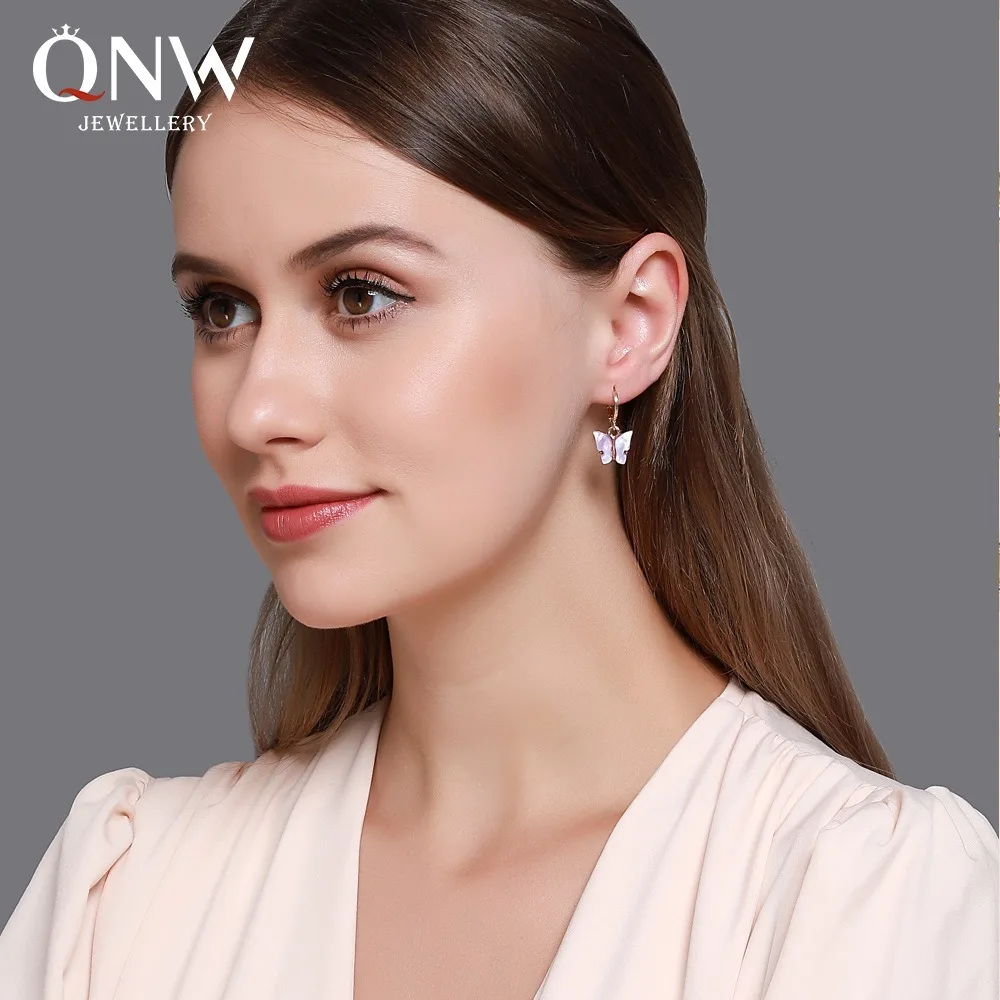 Богемные женские серьги-бабочки серьги-гвоздики цветные акриловые милые