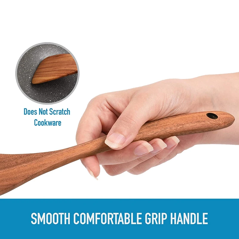 

Wooden Utensils Set of 6 for Cooking,Non-Stick Comfortable Grip Wooden Cooking Utensils,Smooth Cooking Utensil Sets