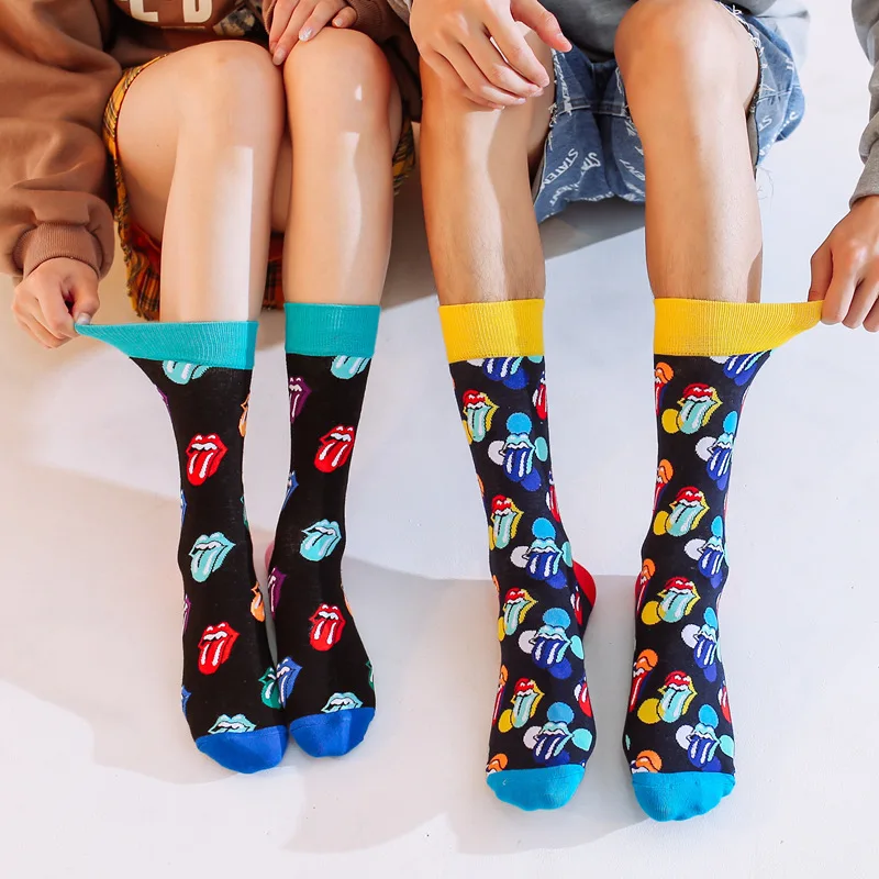 Cotton Socks Women Funny Print Animal happy socks women Kawaii Cute Casual Happy Fashion High Ankle For Men | Женская одежда