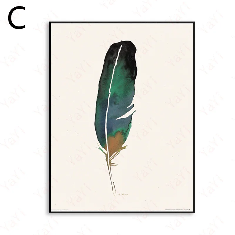 

Nordic Style Abstract Leaf Flower Wall Art Canvas Painting Creative Feathers Poster Print Wall Picture Living Room Decoration