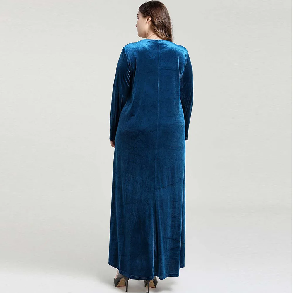 Женское вельветовое кимоно Abayas длинное платье с вышивкой в Дубае большие размеры