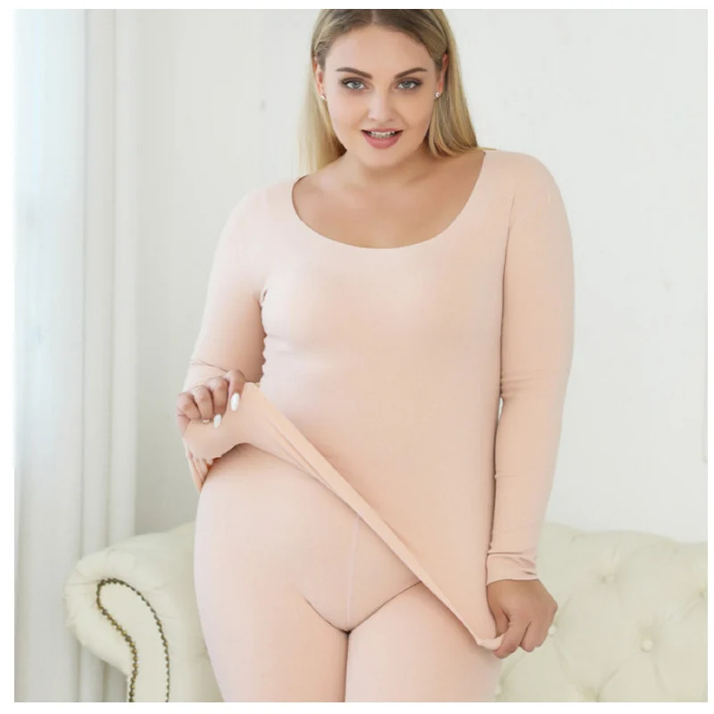 Thermal Underwear Suit for Women Double Layers Plus Size Ladies Intimate Female Pajamas Set Warm Long Johns Winter ouc630 | Женская