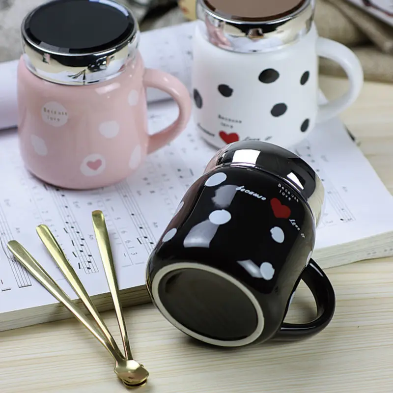 

300 Ml Cute Ceramic Cup Office Drinking Cup Household Milk Coffee Cup Simple Couple Wave Point Mug Cups and Mugs Coffee Cup Wine