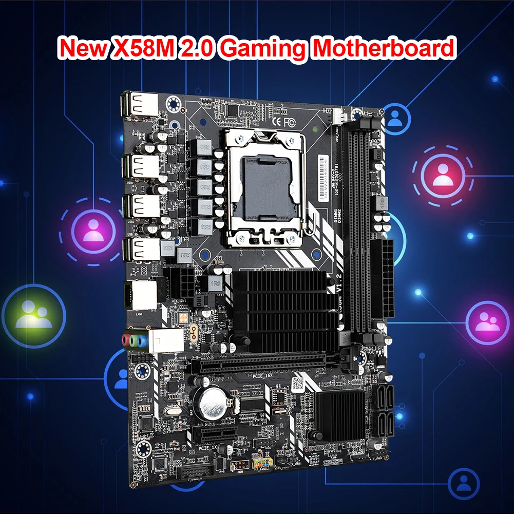 

X58M 2.0 Micro ATX Gaming Motherboard Socket B 2 DDR3 Slots PCIe 16X GPU Slot Motherboard X58M Support DDR3 Memory