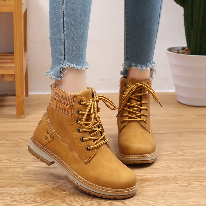 

2021 Hot New Autumn Early Winter Shoes Women Cotton Martin Boots Fashion England High Top Rhubarb Boots Brand Woman Ankle Botas