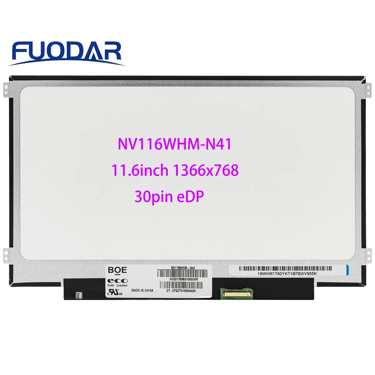 

11.6Inch IPS Laptop LCD Screen NV116WHM-N41 N45 Fit N116BCA-EA1 B116XAN04.0 LTN116AL02 LTN116AL01 LP116WH7-SPB2 1366x768 30pin